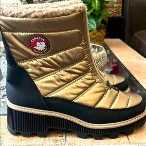 Women's Gold Quilted Canada Boot